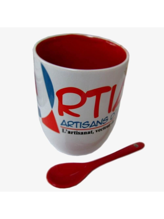 Mugs Publicitaires Personnalisés Artiaf en Céramique de 375 ml - Avec Cuillère - Couleur Rouge - Accessoires - ARTIAF  LLC