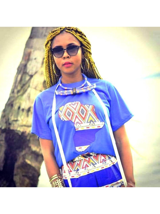 African Pants and T-Shirt Set - Laudy Larria - Blue Color - Size L - Fashion - ARTIAF  LLC
