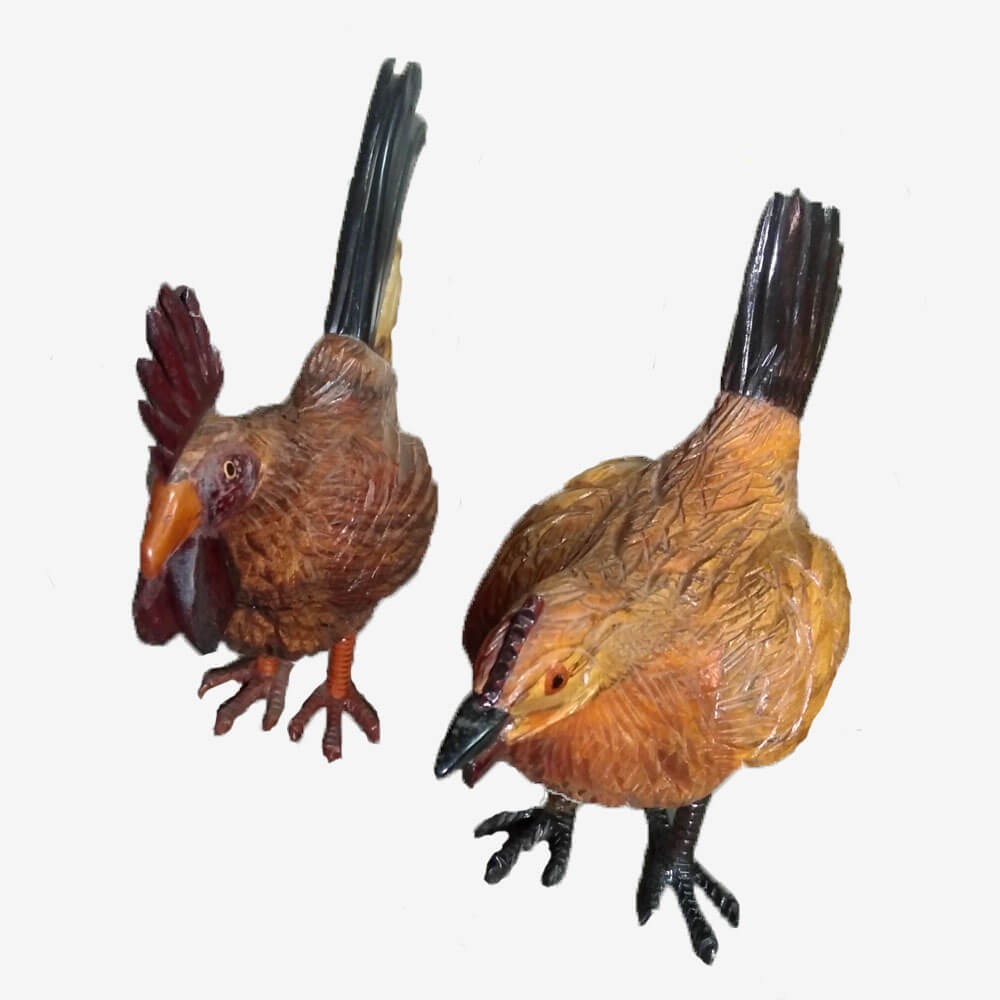 Sculpture Decorative Poule De La Basse Cour En Bois Hauteur 32 Cm