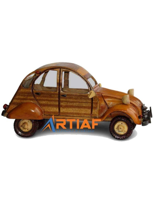 "Citroën 2CV Azam 1965" - Sculpture en Bois - Longueur : 30 cm -  - ARTIAF  LLC