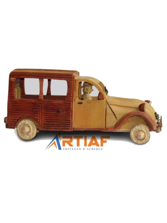 "Citroën 2CV AZU 1960" - Sculpture en bois - Longueur : 30 cm -  - ARTIAF  LLC