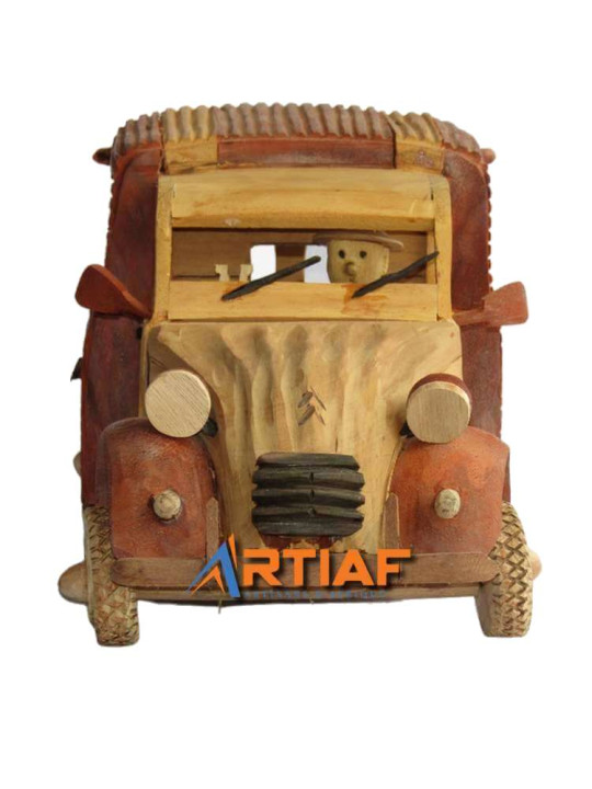 "Citroën 2CV AZU 1960" - Sculpture en bois - Longueur : 30 cm -  - ARTIAF  LLC
