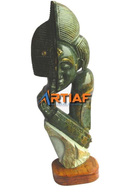 "Masque Punu" - Sculpture décorative en pierre - Hauteur : 30 cm -  - ARTIAF  LLC