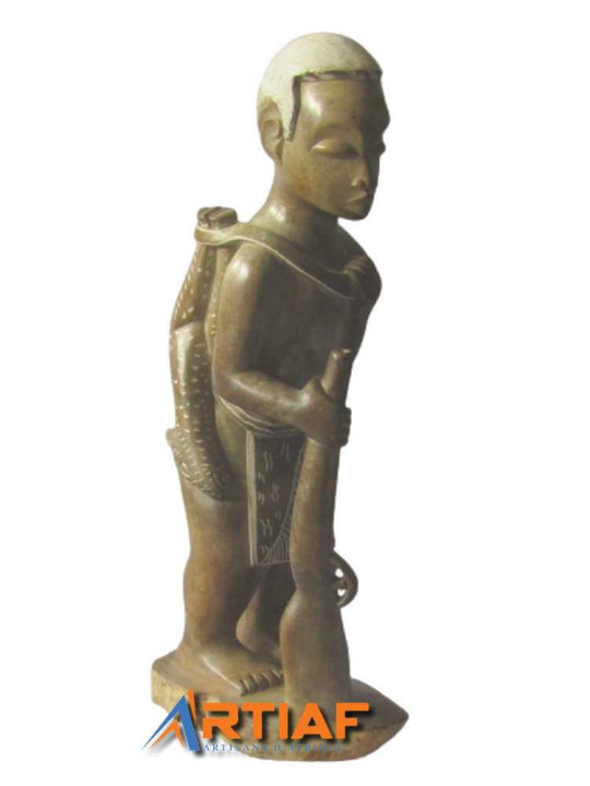 "Retour de chasse" - Sculpture Décorative en Pierre - Hauteur : 30 cm -  - ARTIAF  LLC