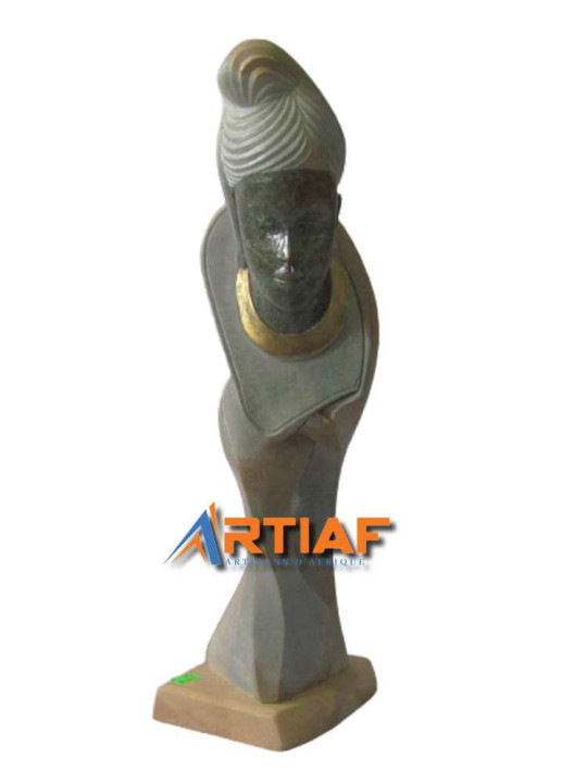"La Nynoise" - Sculpture Décorative du Gabon en Pierre - Hauteur : 55 cm -  - ARTIAF  LLC