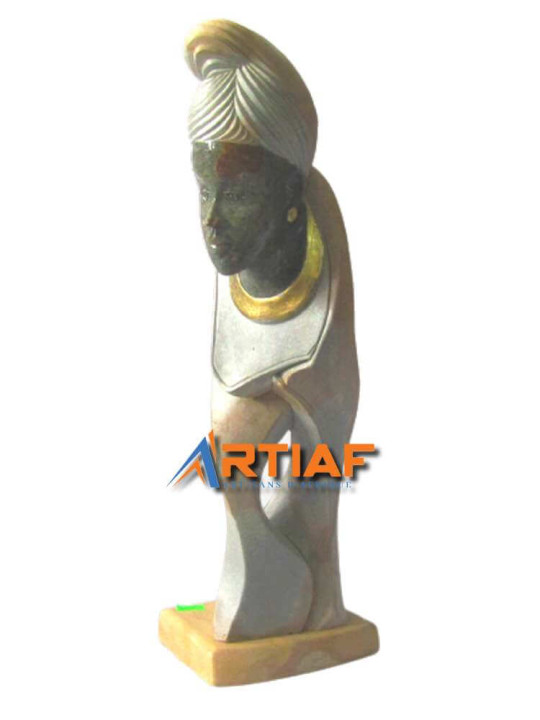 "La Nynoise" - Sculpture Décorative du Gabon en Pierre - Hauteur : 55 cm -  - ARTIAF  LLC