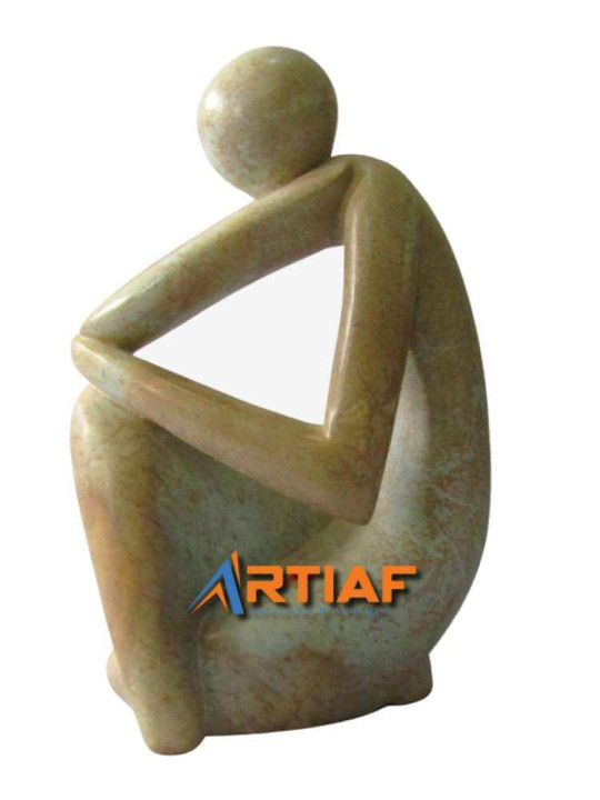 "Le penseur" - Sculpture Décorative en Pierre - Hauteur : 81 cm -  - ARTIAF  LLC