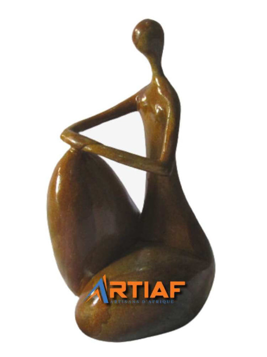 "Le penseur 2" - Sculpture du Gabon en Pierre - Hauteur : 33 cm -  - ARTIAF  LLC