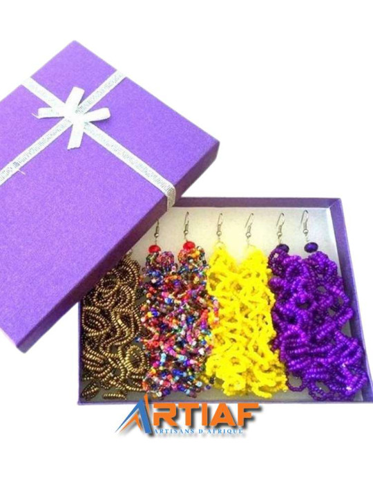 Coffret de Bijoux Africains - Bilitis Fashion - 4 Paires de Boucles d'Oreille pour Femmes & Enfants - Accessoires - ARTIAF  LLC