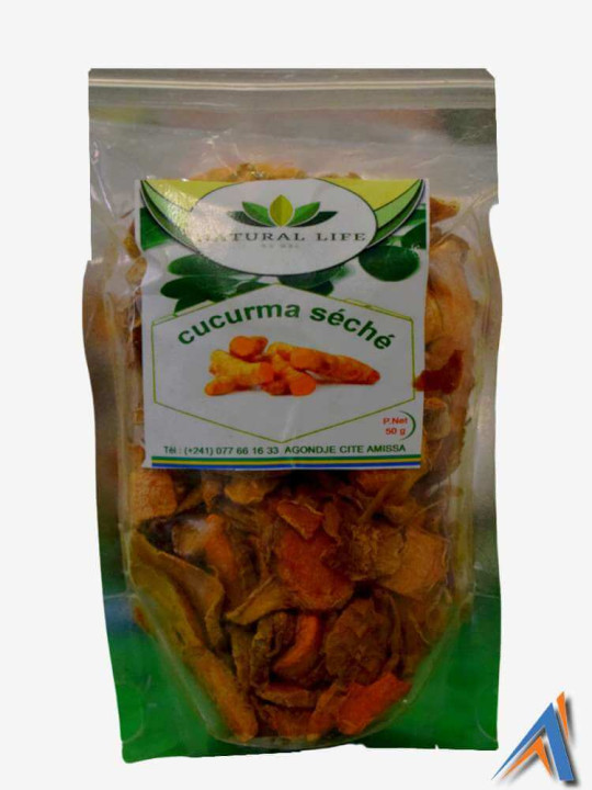 Curcuma Séché - Natural Life - Morceaux de Extraits de Fibres Végétales pour Entretien du Tube Digestif - 250 g - Astuces - ARTIAF  LLC