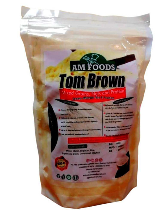 "Tom Brown" - AM Foods - Farine aux Extraits d'Arachides, Riz, Maïs, Écrevisses, Soja, Mil et Sorgho - 500g - Astuces - ARTIAF  LLC