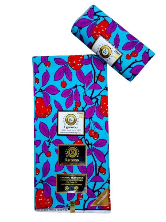 Tissu Africain Wax - Egnowou Wax - 6 Yards - 100% Coton - Couleurs Bleu, Violet et Rouge - Tissus africains - ARTIAF  LLC