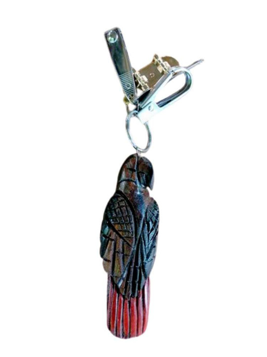 Handcrafted Wooden Keychain - "The Gabonese Grey Parrot" - Height: 5 cm -  - ARTIAF  LLC
