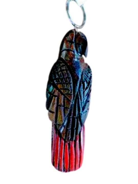 Handcrafted Wooden Keychain - "The Gabonese Grey Parrot" - Height: 5 cm -  - ARTIAF  LLC