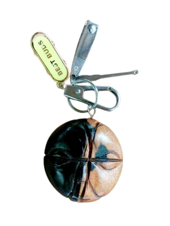 Porte-clés Artisanal en Bois - "Le masque Téké" - Hauteur : 4 cm -  - ARTIAF  LLC