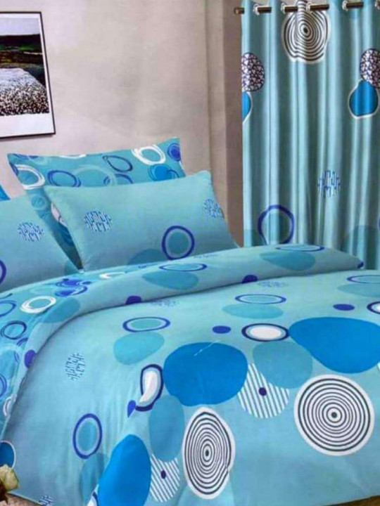Flat Sheets 3 Seater 240 x 260 cm 100% Cotton Assorted Curtains 150 x 240 cm -  - ARTIAF  LLC