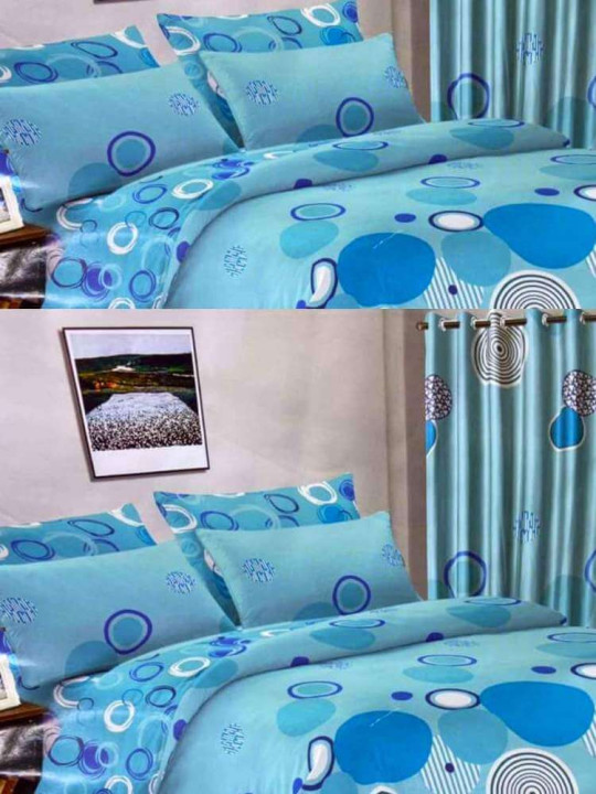 Flat Sheets 3 Seater 240 x 260 cm 100% Cotton Assorted Curtains 150 x 240 cm -  - ARTIAF  LLC