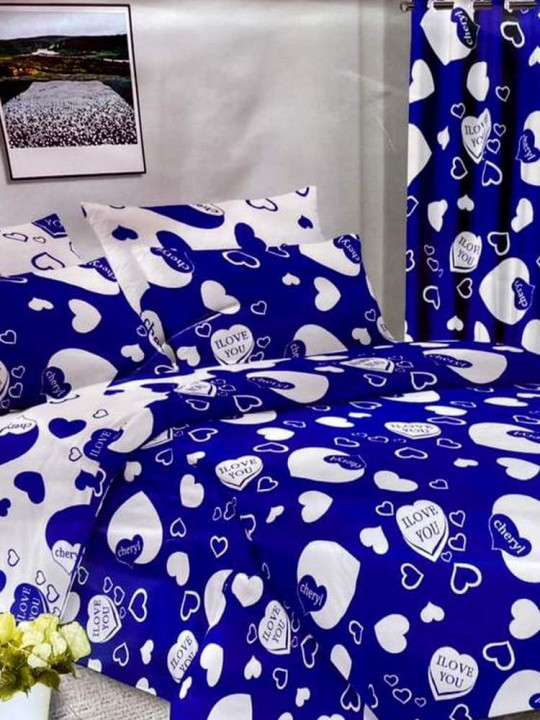 Flat Sheets 3 Seater 240 x 260 cm 100% Cotton Assorted Curtains 150 x 240 cm -  - ARTIAF  LLC