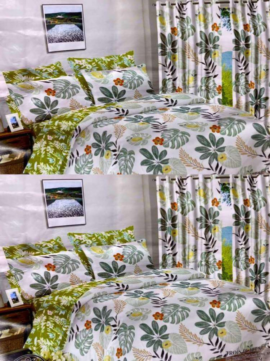 Draps Plats 3 Places 240 x 260 cm 100% Coton assortis Rideaux 150 x 240 cm -  - ARTIAF  LLC