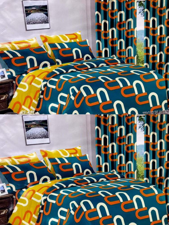 Draps Plats 3 Places 240 x 260 cm 100% Coton assortis Rideaux 150 x 240 cm -  - ARTIAF  LLC