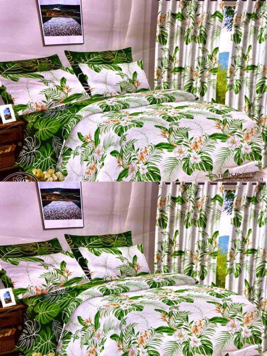 Draps Plats 3 Places 240 x 260 cm 100% Coton assortis Rideaux 150 x 240 cm -  - ARTIAF  LLC