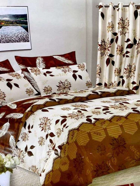 Flat Sheets 3 Seater 240 x 260 cm 100% Cotton Assorted Curtains 150 x 240 cm -  - ARTIAF  LLC