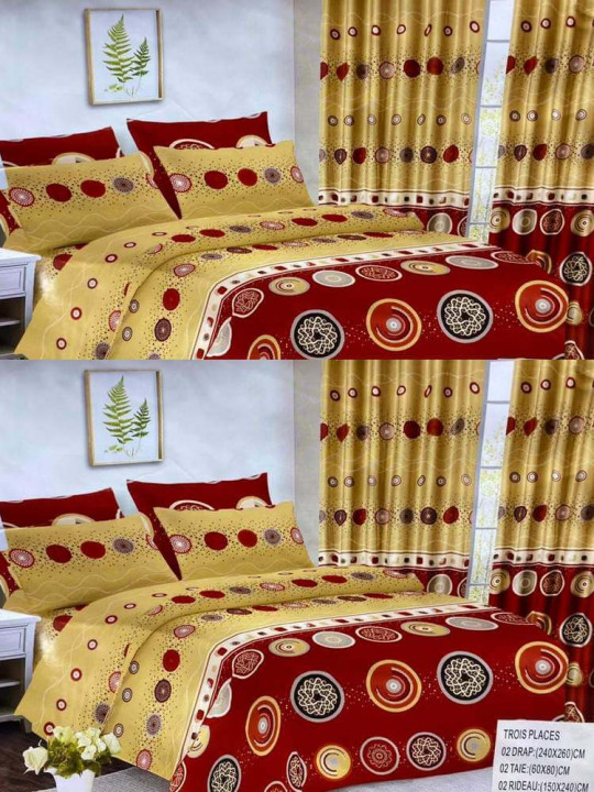 Draps Plats 3 Places 240 x 260 cm 100% Coton assortis Rideaux 150 x 240 cm -  - ARTIAF  LLC