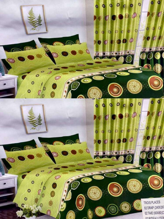 Flat Sheets 3 Seater 240 x 260 cm 100% Cotton Assorted Curtains 150 x 240 cm -  - ARTIAF  LLC