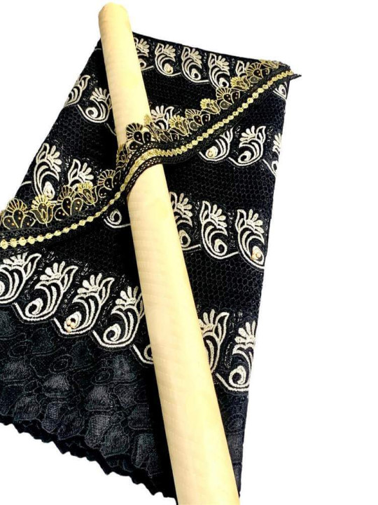 Bazin Riche - 100% Coton - Bazin, Dentelle et Garniture - Longueur de l'ensemble 6 mètres - Bazin - ARTIAF  LLC