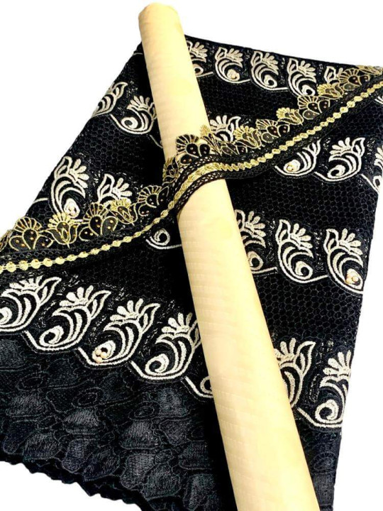 Bazin Riche - 100% Coton - Bazin, Dentelle et Garniture - Longueur de l'ensemble 6 mètres - Bazin - ARTIAF  LLC