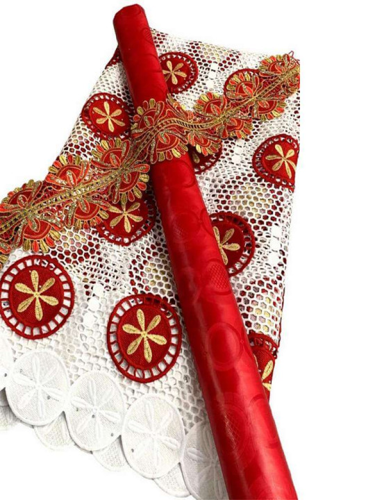 Bazin Riche - 100% Coton - Tissu, Dentelle et Garniture - Longueur totale 6 m - Tissus africains - ARTIAF  LLC