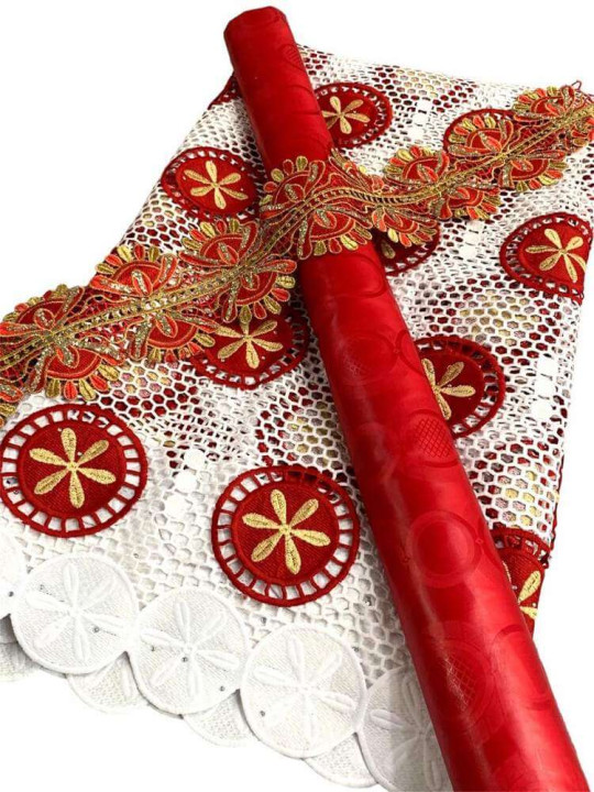Bazin Riche - 100% Coton - Tissu, Dentelle et Garniture - Longueur totale 6 m - Tissus africains - ARTIAF  LLC
