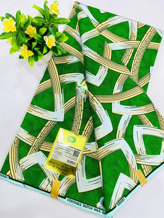 Pagne Wax Vlisco - Vlisco - Super Vlisco Gold Wax Hollandais 100% Coton - 6 Yards - Vlisco - ARTIAF  LLC