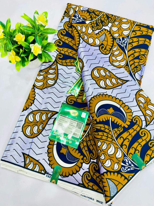 Pagne Wax Vlisco - Vlisco - Super Vlisco Gold Wax Hollandais 100% Coton - 6 Yards - Vlisco - ARTIAF  LLC