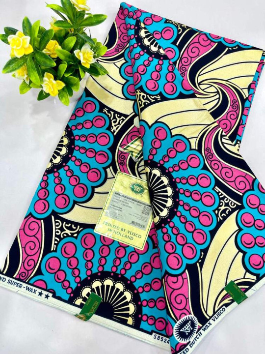Pagne Wax Vlisco - Vlisco - Super Vlisco Gold Wax Hollandais 100% Coton - 6 Yards - Vlisco - ARTIAF  LLC