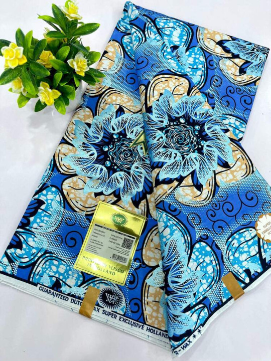 Pagne Wax Vlisco - Vlisco - Super Vlisco Gold Wax Hollandais 100% Coton - 6 Yards - Vlisco - ARTIAF  LLC