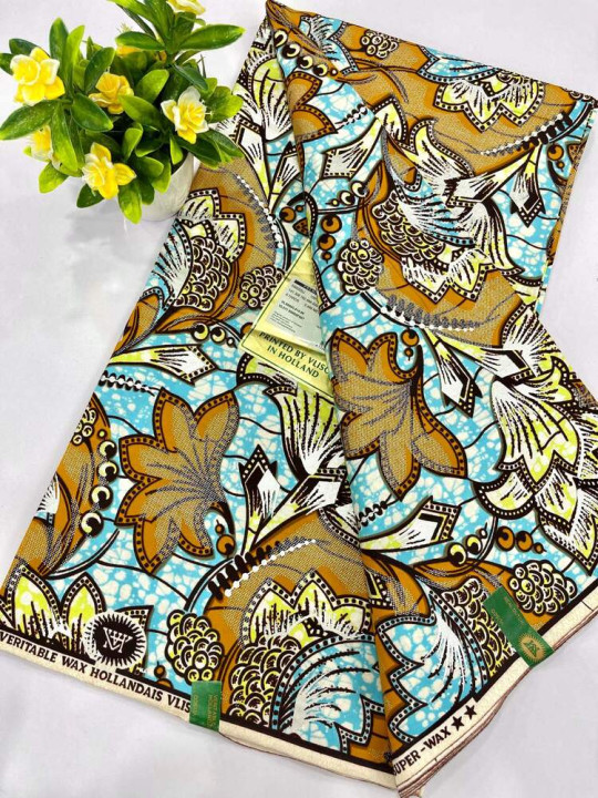 Pagne Wax Vlisco - Vlisco - Super Vlisco Gold Wax Hollandais 100% Coton - 6 Yards - Vlisco - ARTIAF  LLC