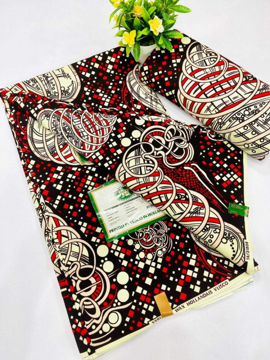 Vlisco Hollandais Fabric - Vlisco - 100% Cotton Wax Hollandais Resistant - 6 Yards - Vlisco - ARTIAF  LLC