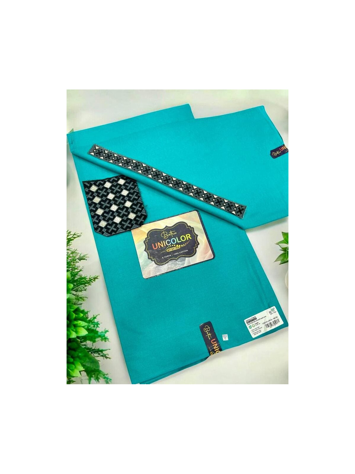 Pagne Wax Uni Betex Unicolor Vally Collection tissu africain premium avec garniture 6 yards