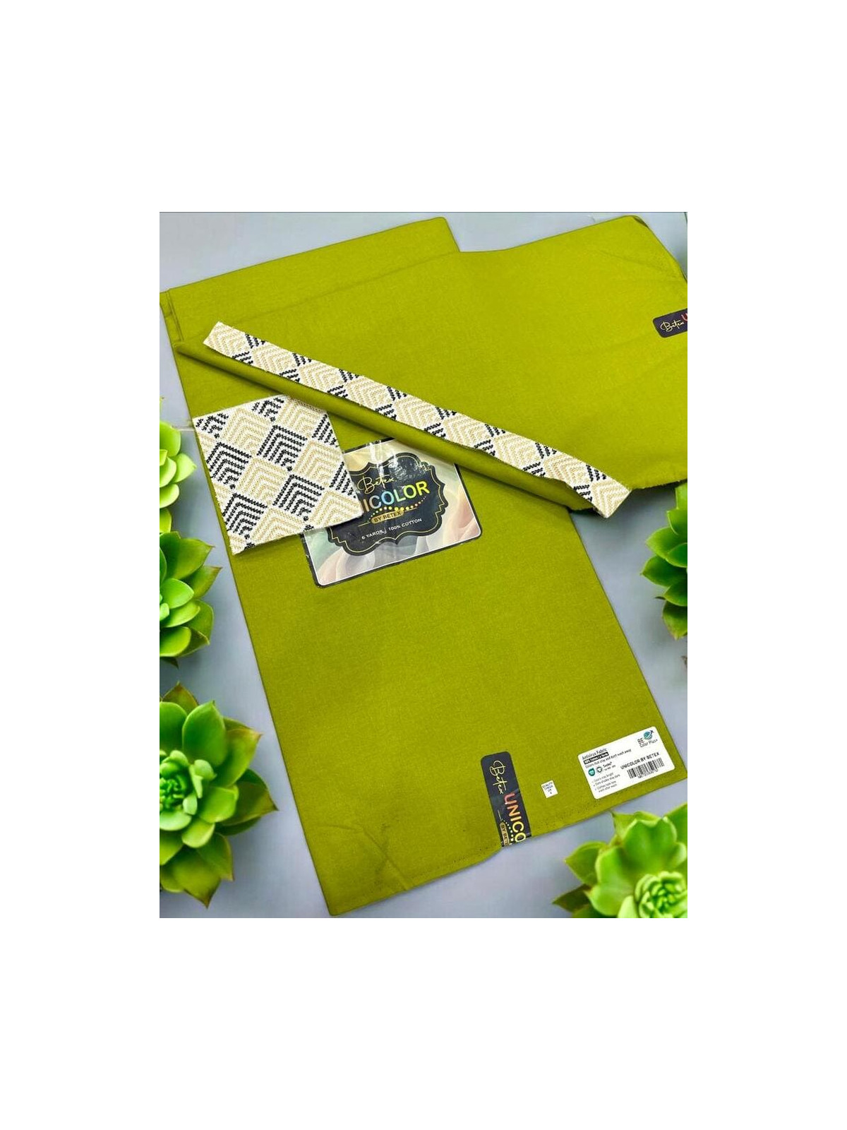 Pagne Wax Uni Betex Unicolor Vally Collection tissu africain premium avec garniture 6 yards