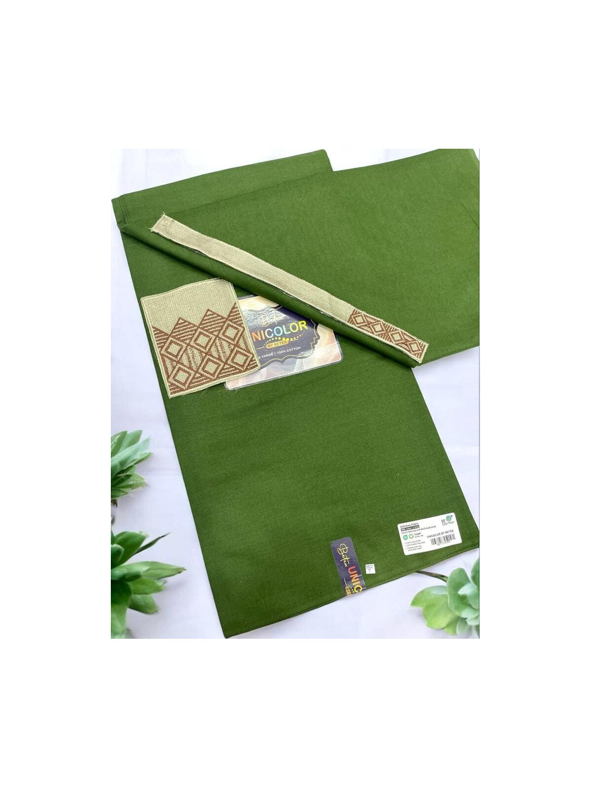 Pagne Wax Uni Betex Unicolor Vally Collection tissu africain premium avec garniture 6 yards