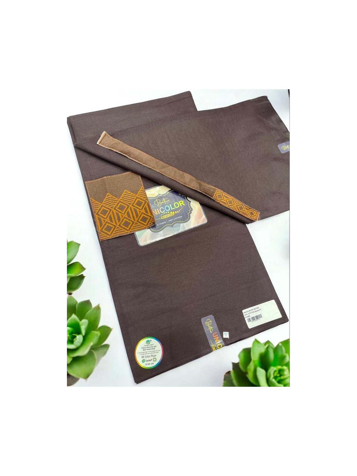 Pagne Wax Uni Betex Unicolor Vally Collection tissu africain premium avec garniture 6 yards