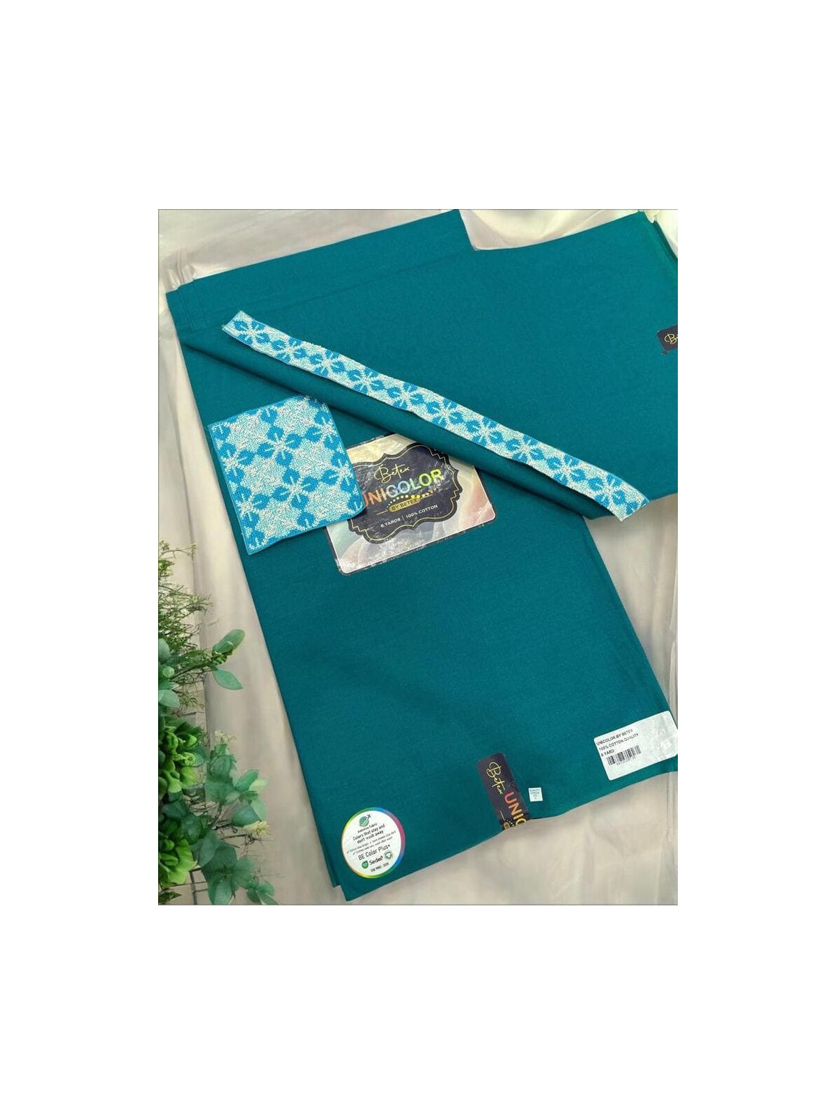 Pagne Wax Uni Betex Unicolor Vally Collection tissu africain premium avec garniture 6 yards – 750 x 1000 px