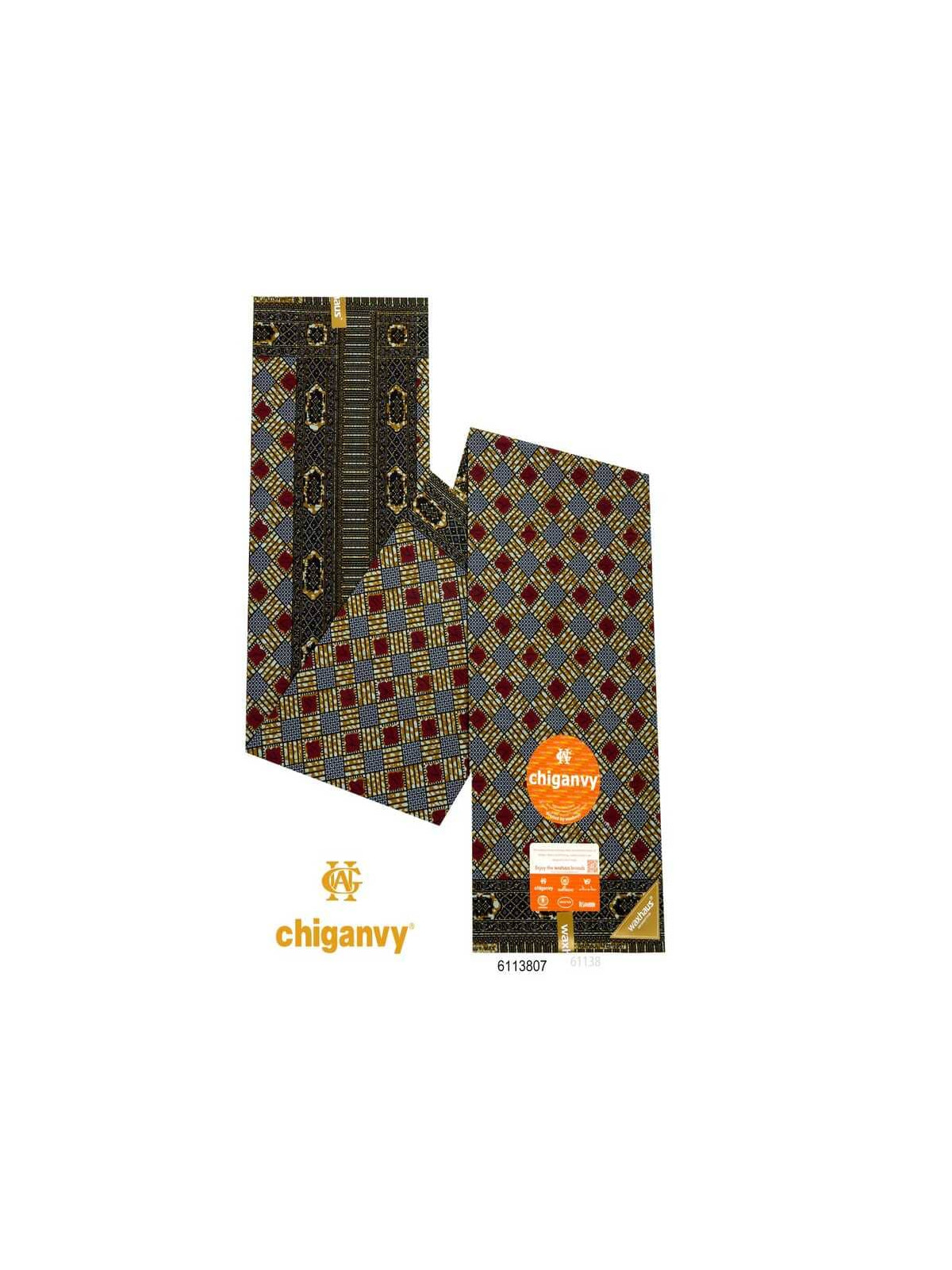 Pagne wax Chiganvy africain 100% coton premium – tissu wax 6 yards élégant