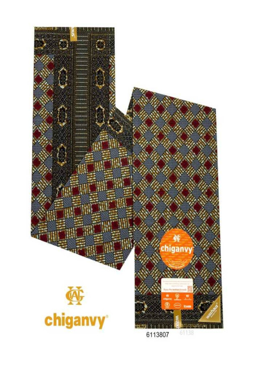 African Wax Loincloth - Chiganvy - 100% Cotton and Resistant Printed Fabric - 6 Yards - Chiganvy - ARTIAF  LLC