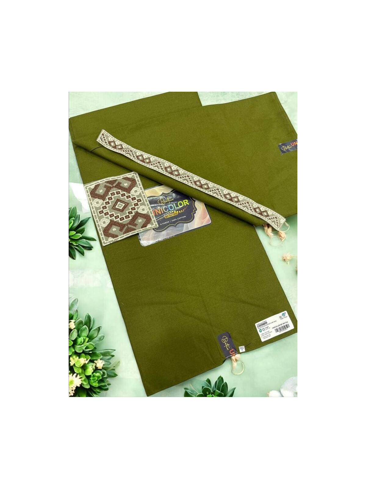 Pagne Wax Uni Betex Unicolor Vally Collection tissu africain premium avec garniture 6 yards – 750 x 1000 px