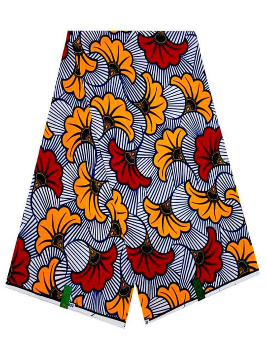 Joli Pagne Africain - Hitarget - 100% Wax Coton - Couleurs Jaune, Rouge et Blanche -  6 Yards - Pagnes divers - ARTIAF  LLC