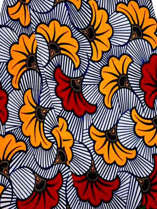 Joli Pagne Africain - Hitarget - 100% Wax Coton - Couleurs Jaune, Rouge et Blanche -  6 Yards - Pagnes divers - ARTIAF  LLC