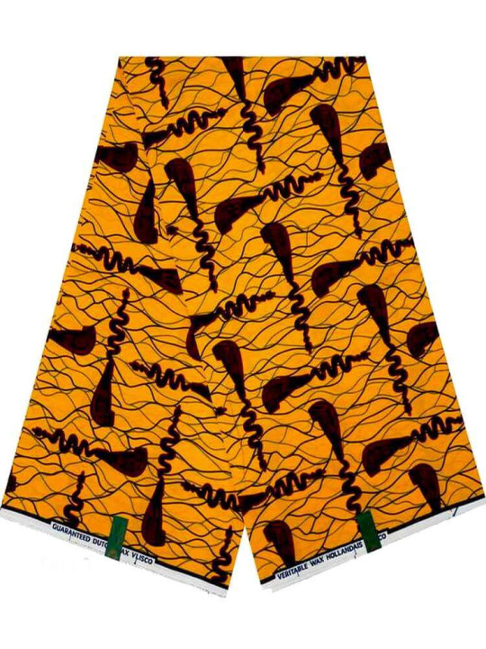 Joli Pagne Africain - Hitarget - 100% Wax Coton - Couleurs Jaune -  6 Yards - Pagnes divers - ARTIAF  LLC