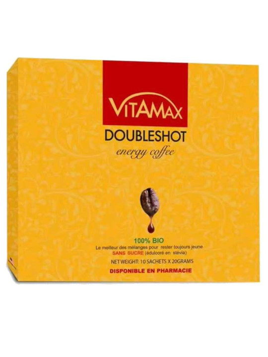 Café Vitamax DoubleShot Énergie - Boisson énergisante naturelle – Vitalité & Performance Masculine - 10 Sachets de 20 g - Vitalité - ARTIAF  LLC